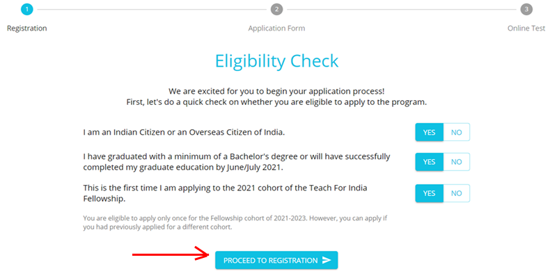 Teach for India - Proceed to Registration
