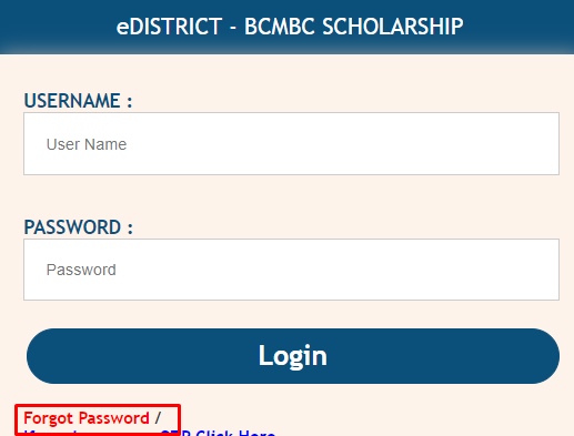 TN E District Scholarship - Forgot Password