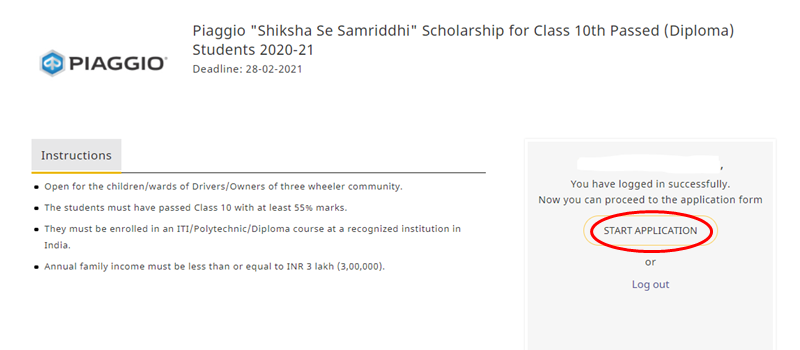 Piaggio 'Shiksha se samriddhi' scholarship - Start Application