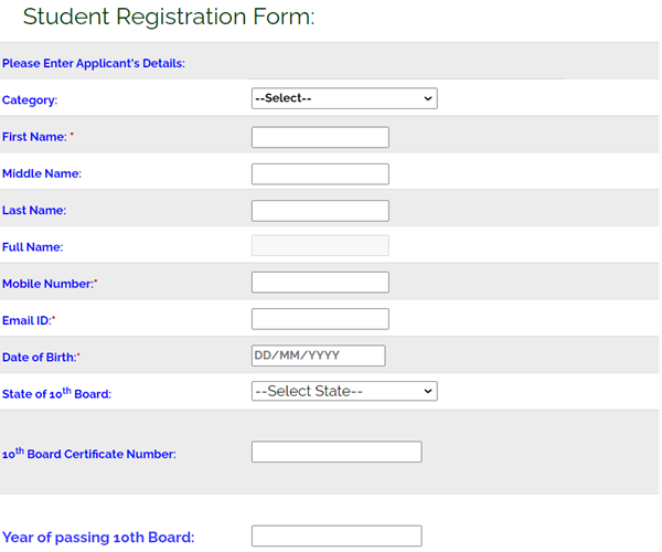 National Overseas Scholarship - Registration Form