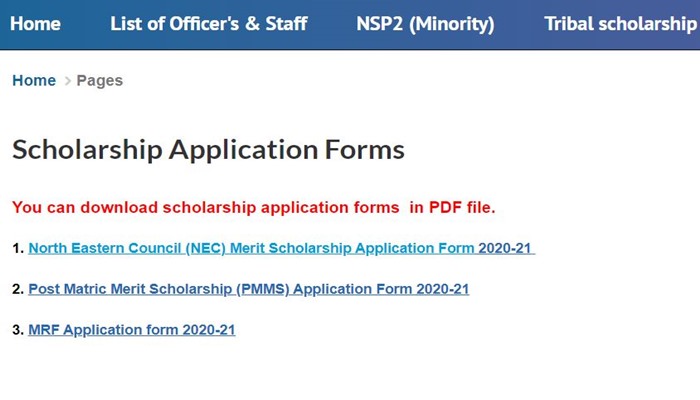 Mizoram scholarships list
